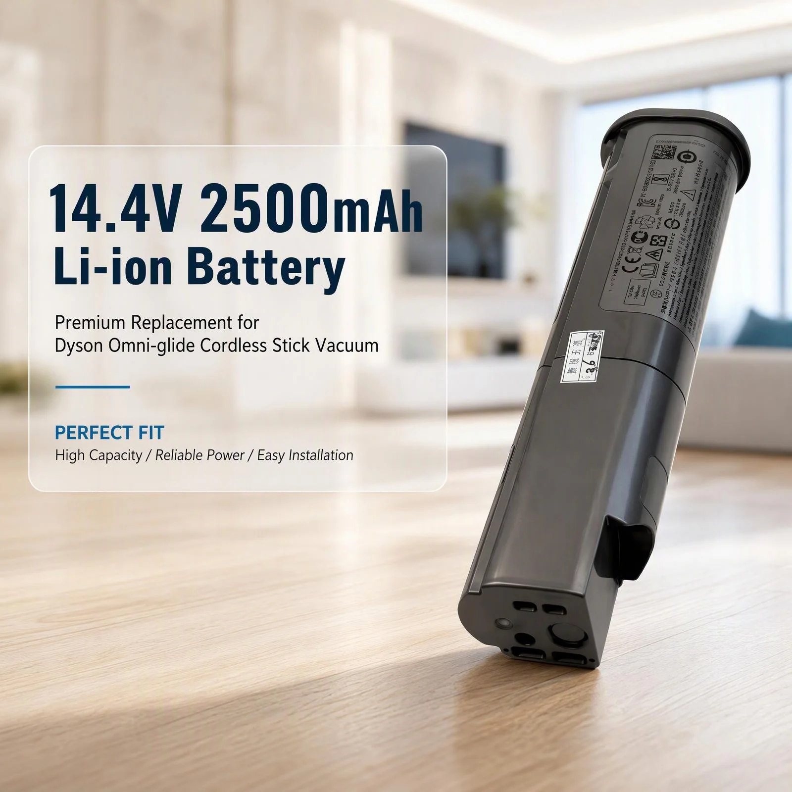 14.4V 2500mAh Li-ion Replacement Battery Pack for Dyson Omni-glide Cordless Stick Vacuum Cleaner
