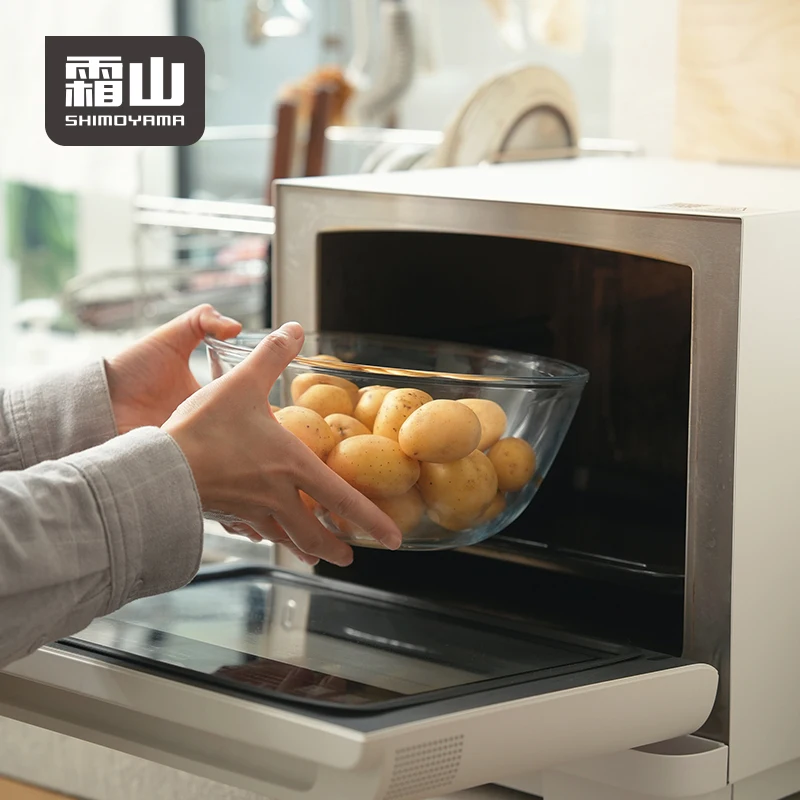 

SHIMOYAMA Large Glass Mixing Bowl Clear Deep Glass Bowls for Mixing With Stainless Steel Lid Big Glass Salad Bowls