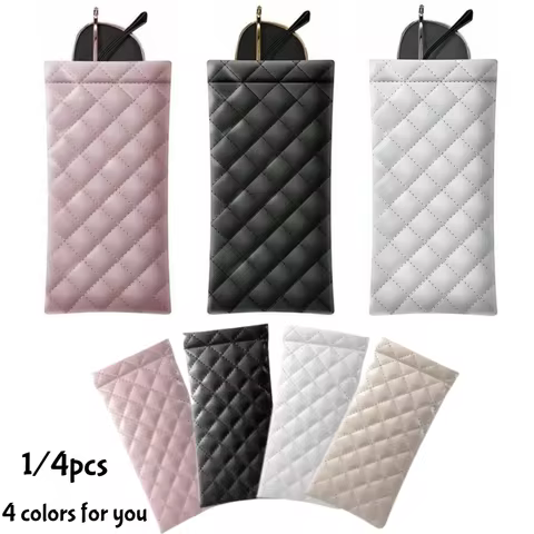 4/1pcs Squeeze Eyeglasses Bag Portable PU Leather Glasses Case Pocket Phone Sunglasses Storage Box Suitable for Daily Travel