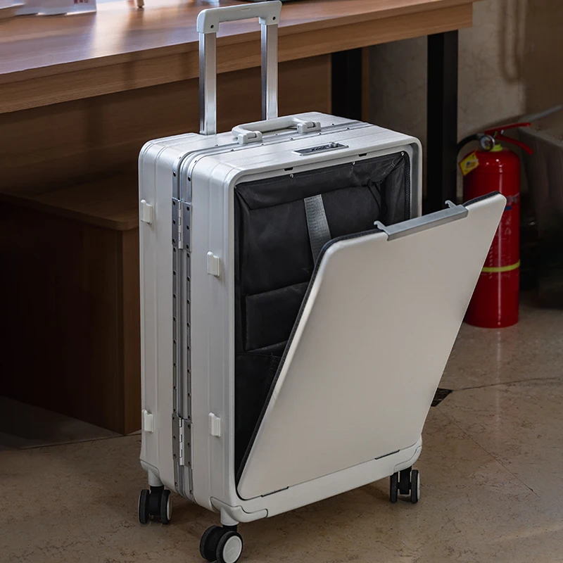 

Front Opening Suitcase Multi-functional Aluminum Frame Luggage Carrier 20-26 inch Large-capacity Travel Boarding Suitcase