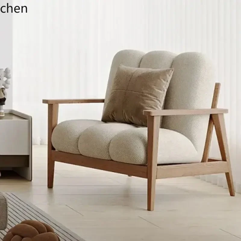 y8- single sofa living room balcony B & B hotel solid wood leisure sofa chair