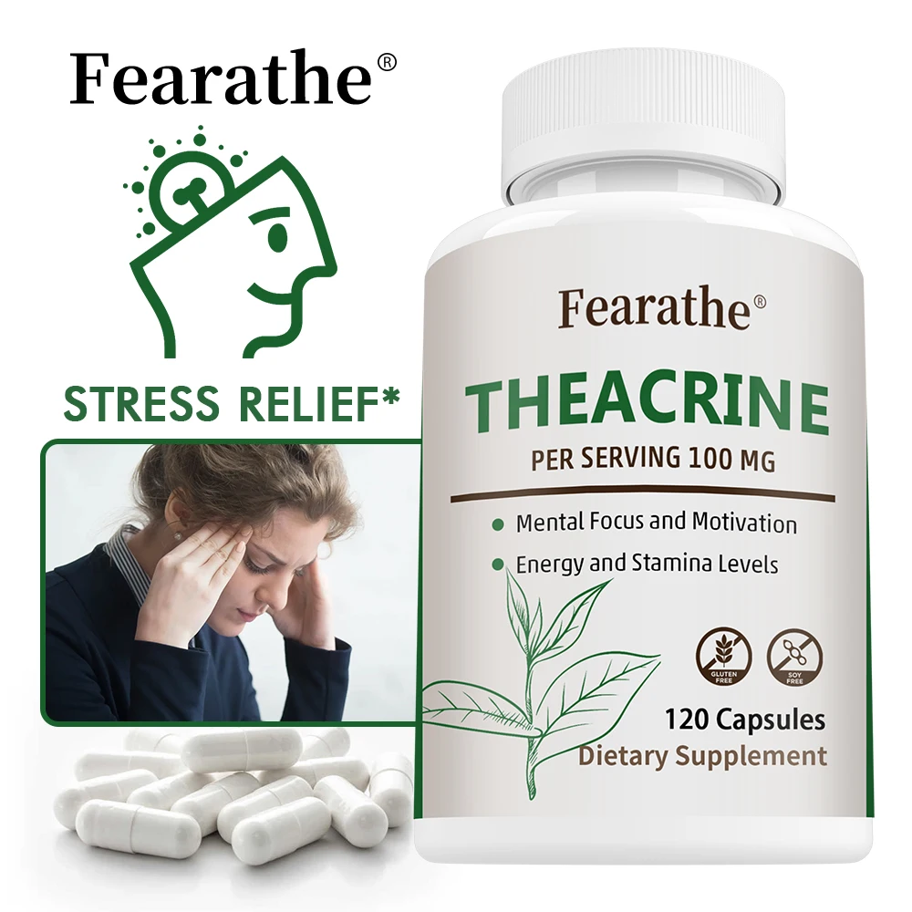 Theacrine 100mg Capsules, Natural Cognitive Wellness Supplement, Support Daily Energy Mental Clarity Focus & Mood Balance, Vegan