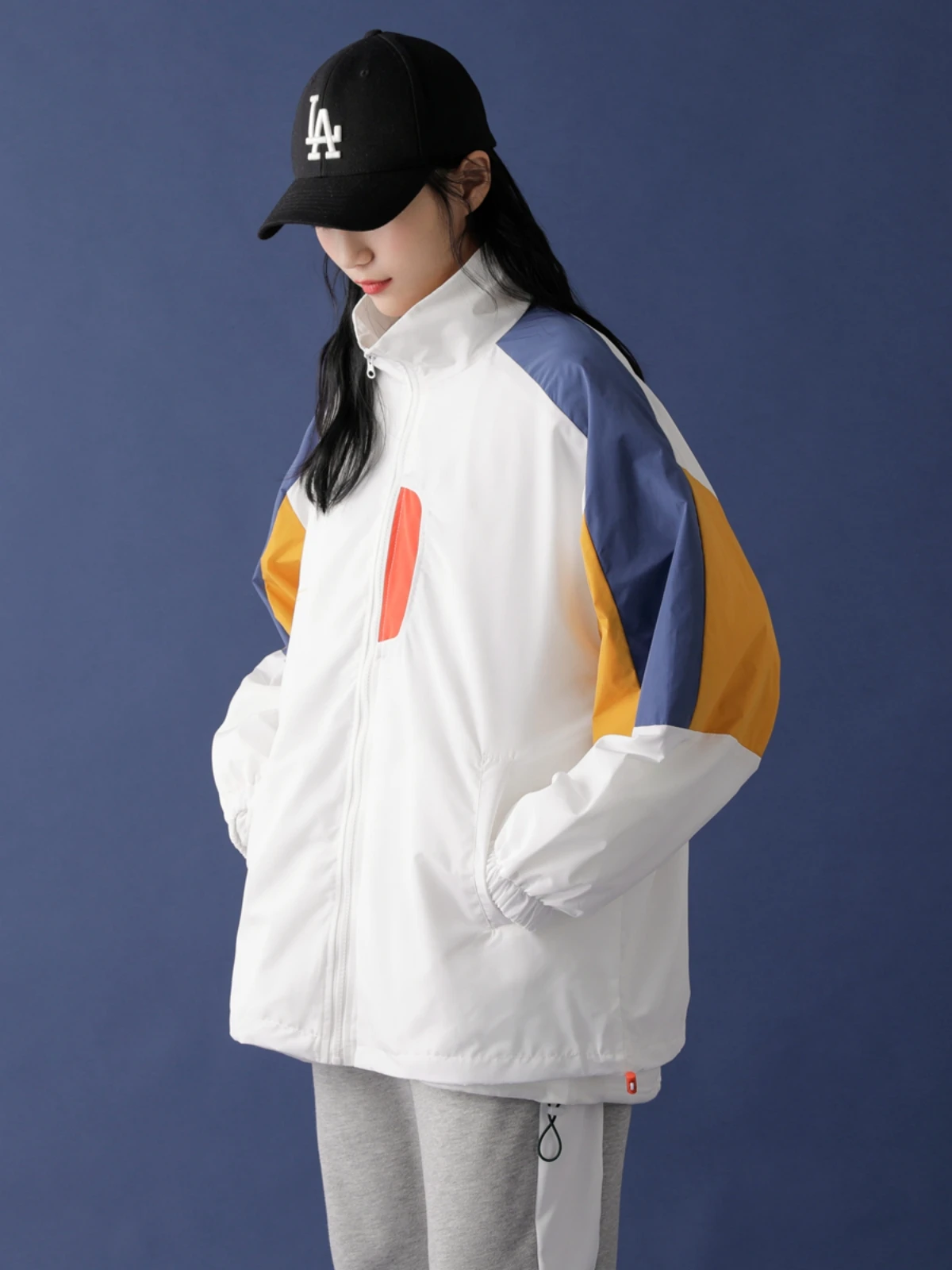 

Spring and Autumn Fried Street Casual Coat Women's 2022 New Early Autumn Loose Color Contrast Stand Collar Rushsuit Jacket ins F