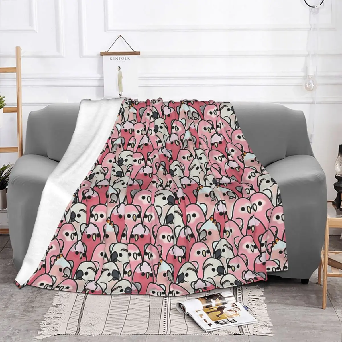 Parrot Bird Blanket Flannel Decoration Too Many Birds Posse Portable Home Bedspread