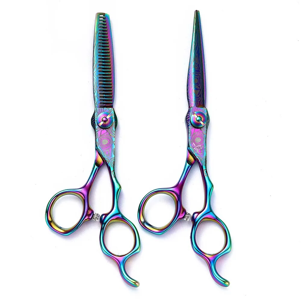 

6" Salon-Grade Rainbow Titanium Scissors - High-Carbon Stainless Steel Hair Thinning & Precision Cutting Shears