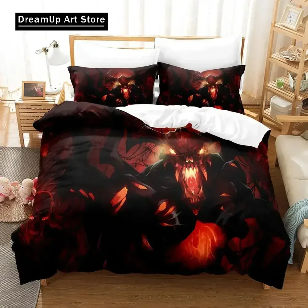 3D طباعة الأزياء دوتا 2 GameBedding مجموعة بنين بنات التوأم الملكة كامل الحجم غطاء لحاف المخدة سرير غرفة نوم الكبار