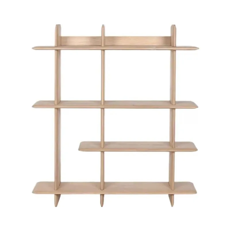 Solid Wood Contemporary Book Magazine Shelf Easy Assembly Disassembly 4 Tier Living Room Storage Rack Apartment Furniture