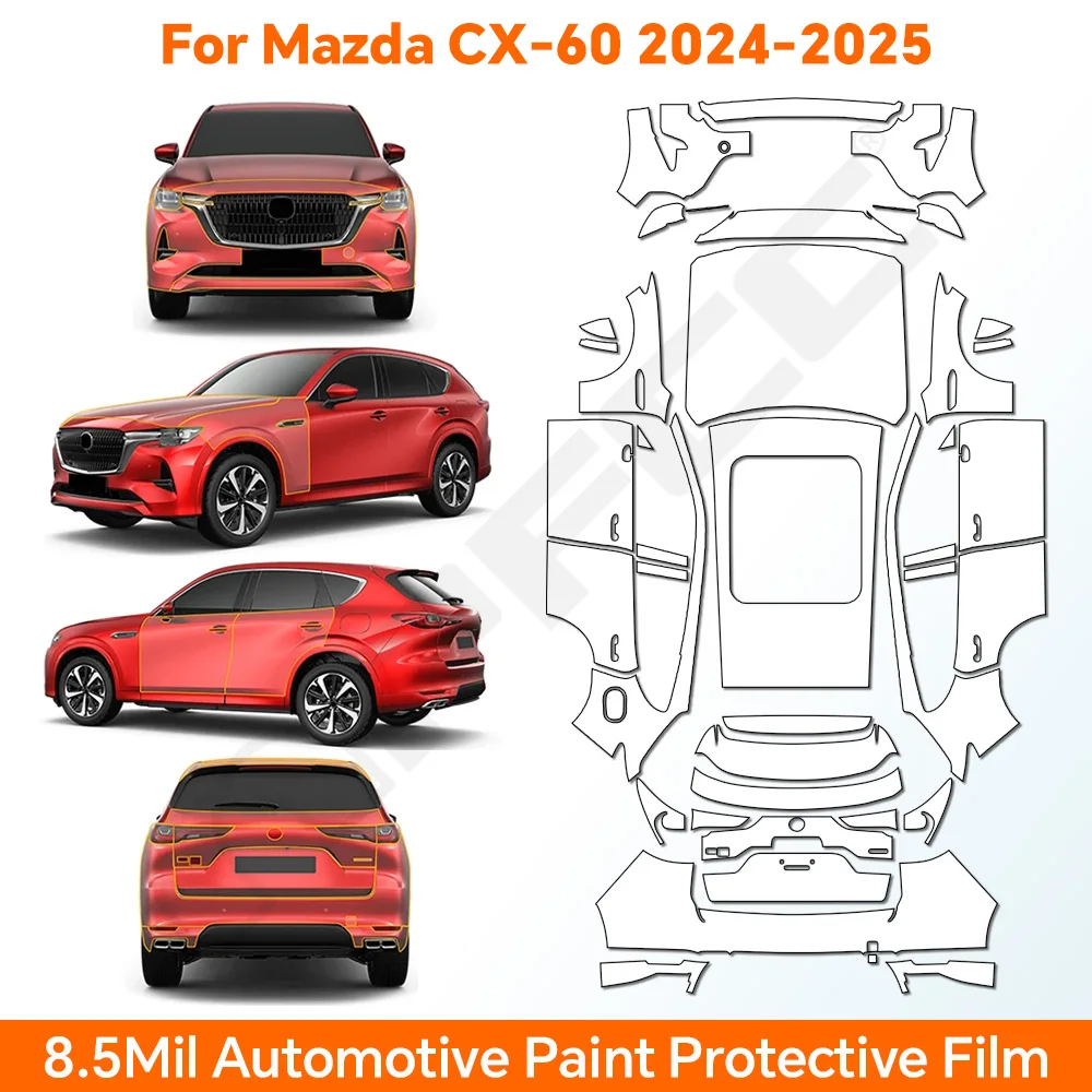 

PPF For Mazda CX60 CX-60 2024-UP Pre-cut Paint Protection Film Clear TPU Anti Scratch Accessories 8.5thick Transparent Sticker