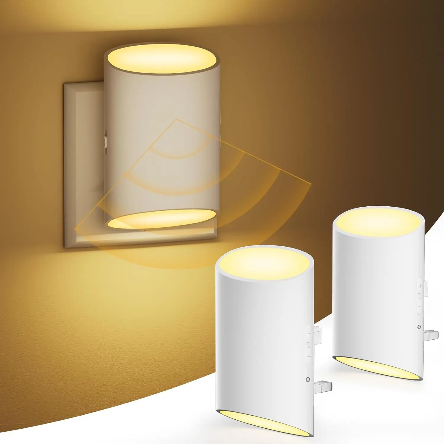 

1/2pcs 3000K Warm White Night Light Motion Sensor Dusk to Dawn Sensor 7 Levels Brightness 100LM Night Light for Room Stairway