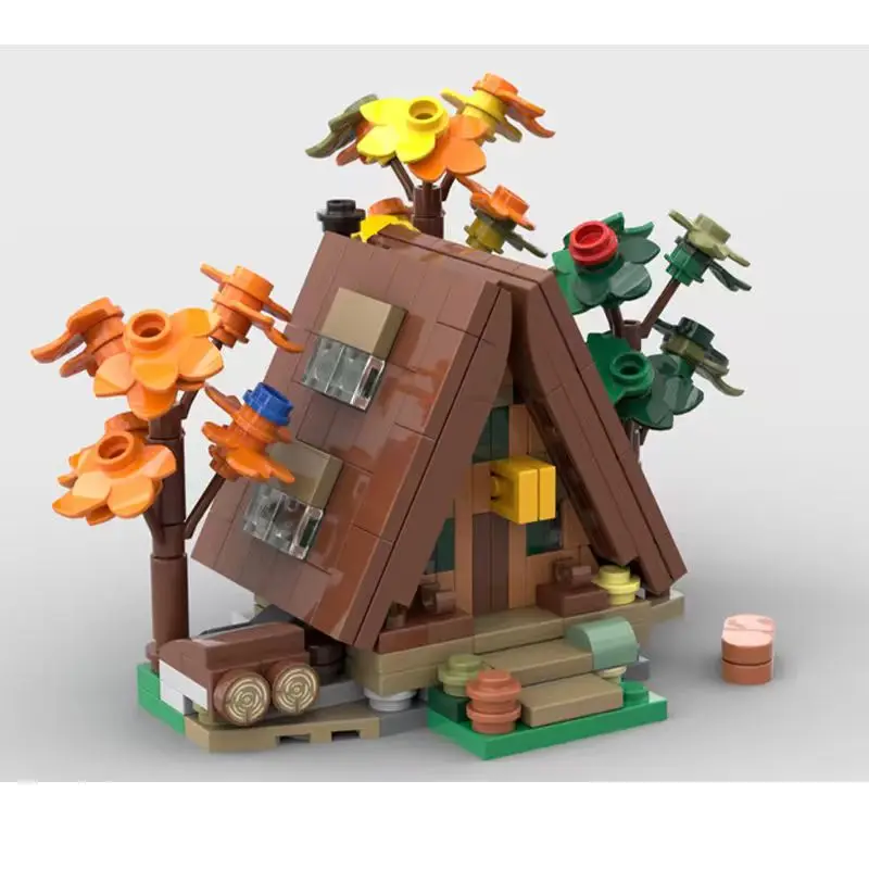321pcs YcMoc Building Blocks Mini 21338 A-Type Cabin Winter Edition Model Tech Bricks Children's DIY Toy
