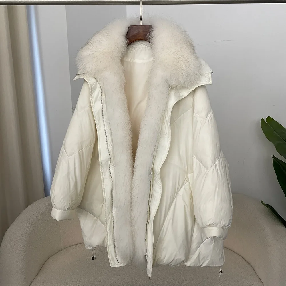 2024 Women\'s Fashion New Autumn-winter Warm True Fox Collar Goose Down Coat Thick Women\'s Coat Luxury Women\'s Coat