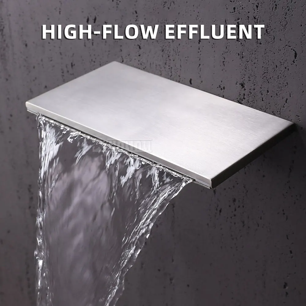 Wall Mounted Waterfall Bathtub Faucet, Concealed Installation, Hot Cold Wall Outlet Shower Set, Embedded Basin Tap