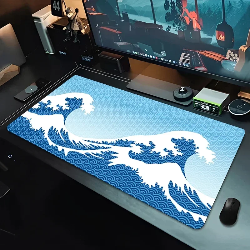 Japan Style Great Sea Wave Design Large Size Rubber Anti-slip Mouse Pads For Computer Laptop Office Extended Keyboard Table Pads