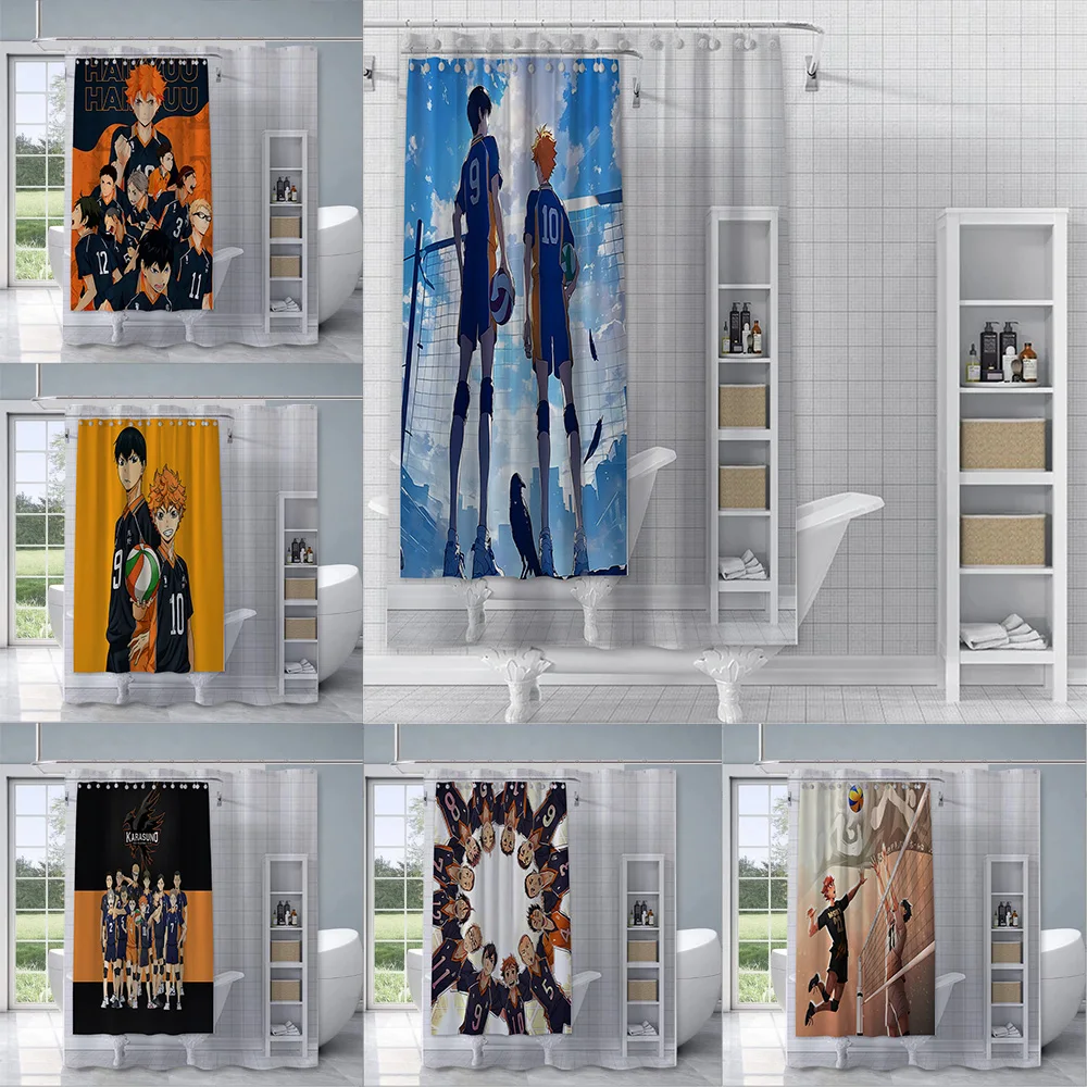 Anime Cartoon Haikyuu Volleyball Shower Curtain Waterproof Polyester Fabric Paint Bath Curtains Home Bathroom Decor Curtain