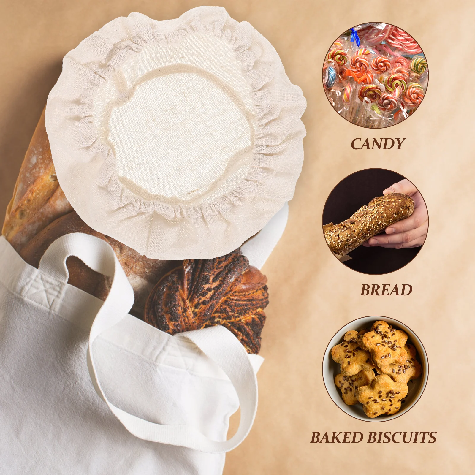 

2Pcs Bread Basket Cloth Covers Reusable Rattan Basket Liners Baking Dough Proofing Baking Kitchen Accessories Kitchen Supplies