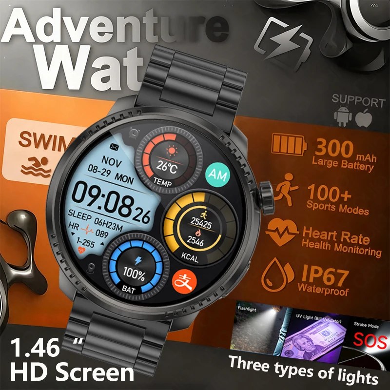 

2026 New Outdoor Smart Watch GPS Track Tracking IP67 Waterproof 300mah AMOLED Heart Rate Blood Oxygen Sports Smart Watch Men