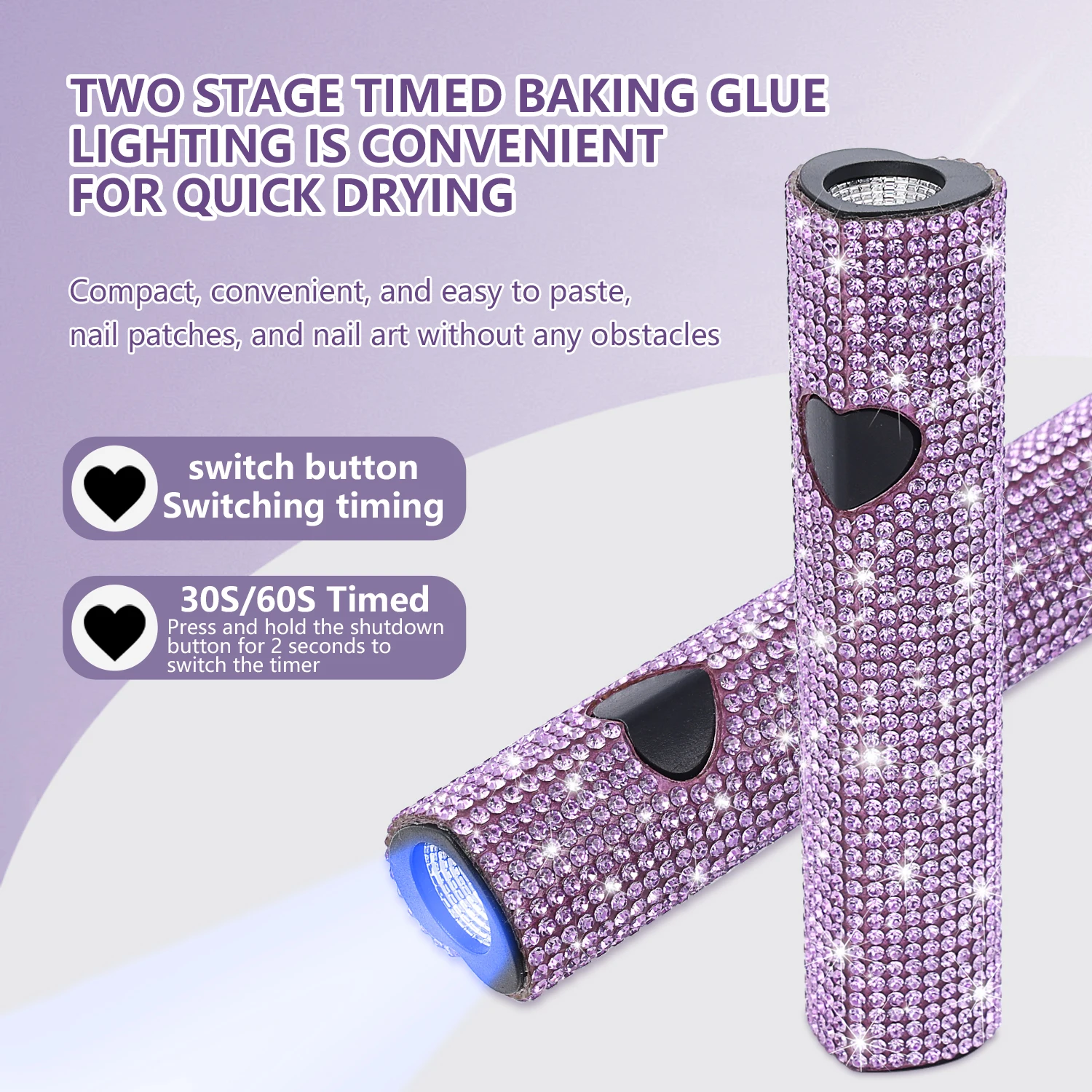 A hand-held  dryer with drill, portable gel nail dryer with USB cable, rechargeable special nail lamp and professional