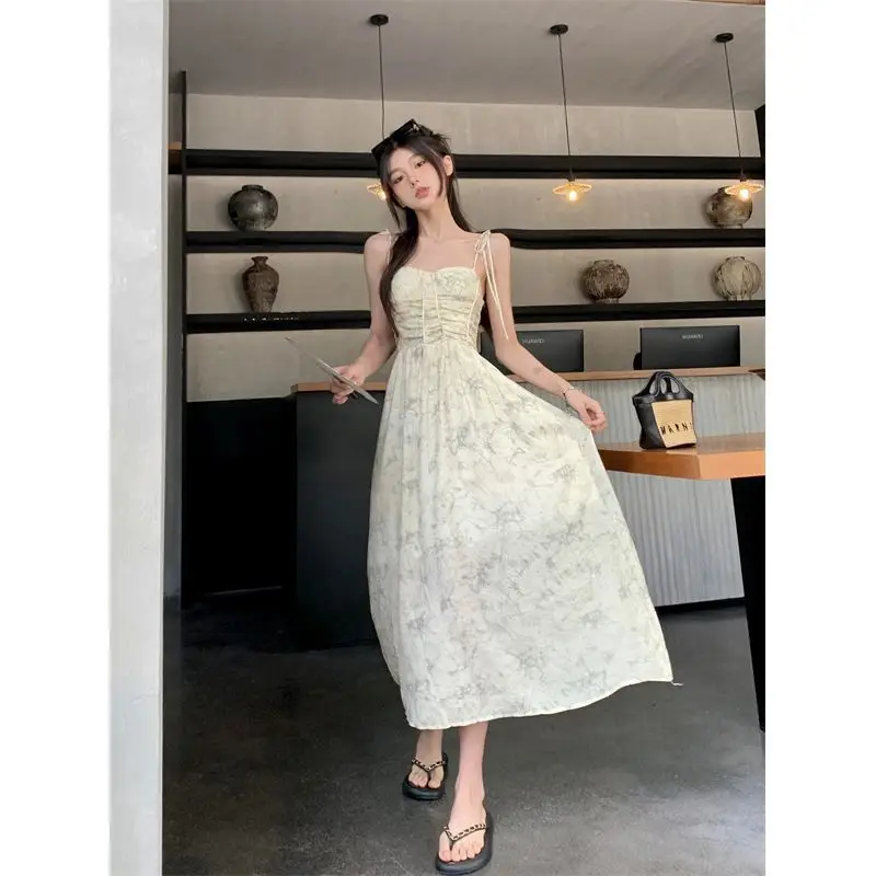 

Elegant One Shoulder Belted Chest Pad Dress Women's Summer New Slimming Waist High End Long Gown Sleeveless Elastic Waist
