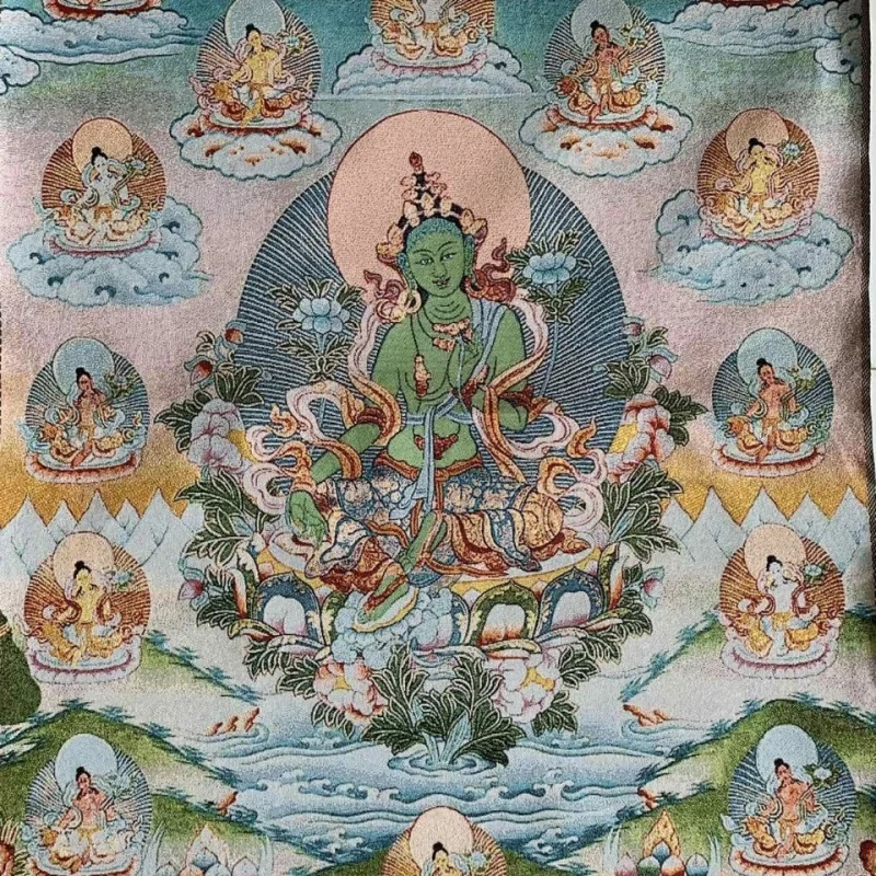 

Tibetan Embroidered Thangka Painting Living Room Decorative Painting Hanging Painting Guanyin Tara Portrait Antique Painting Alt