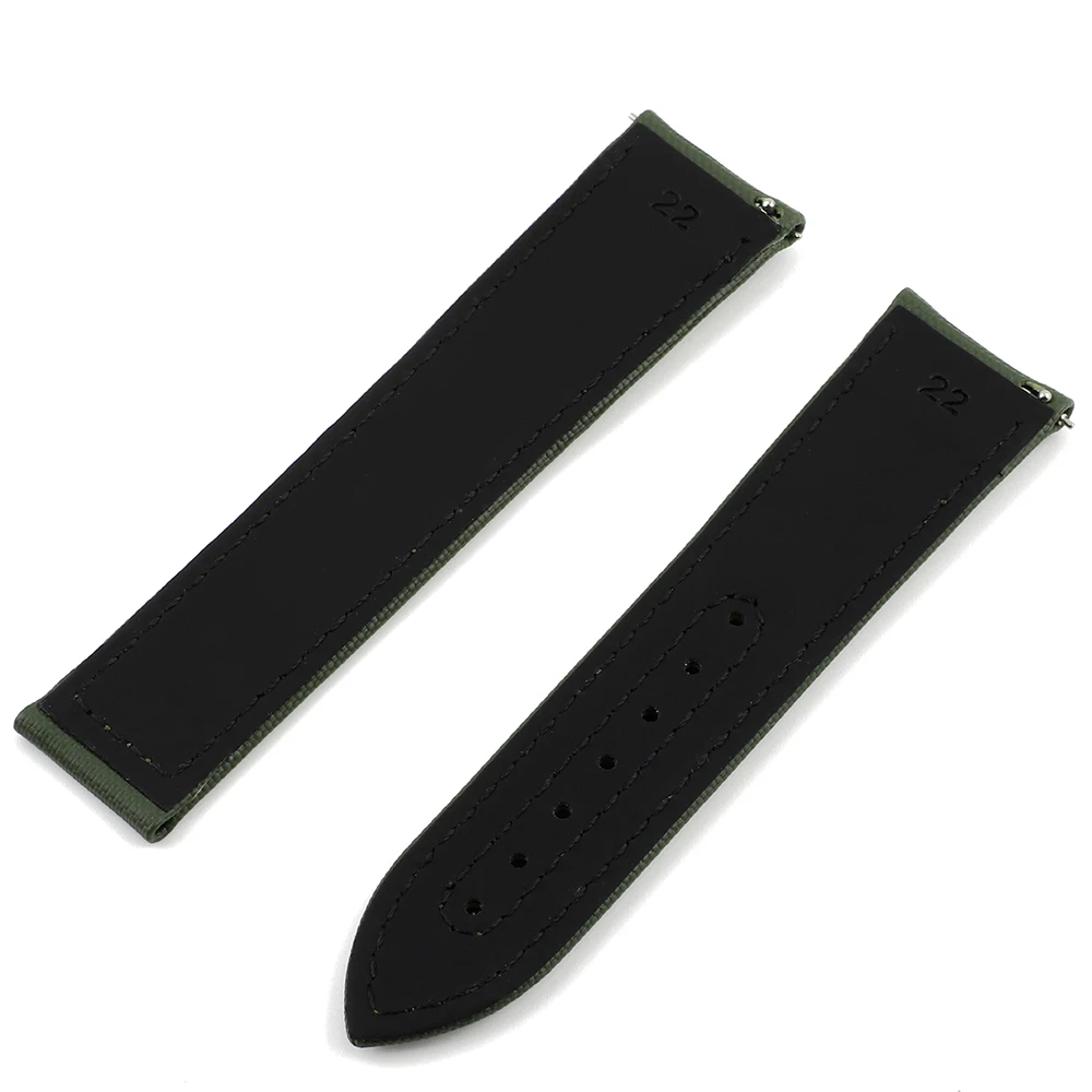 20mm 22mm Sailcloth Watch Band Quick Release Waterproof Cowhide Strap for Omega for Seiko Folding Buckle Beige Gray Green Black
