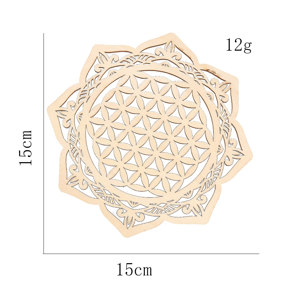 15cm Hollowed Wooden Mat Life Flower Lotus Flower Border Wooden Plate Mug Heat Insulation Pad Mat Display Plate Home Decoration