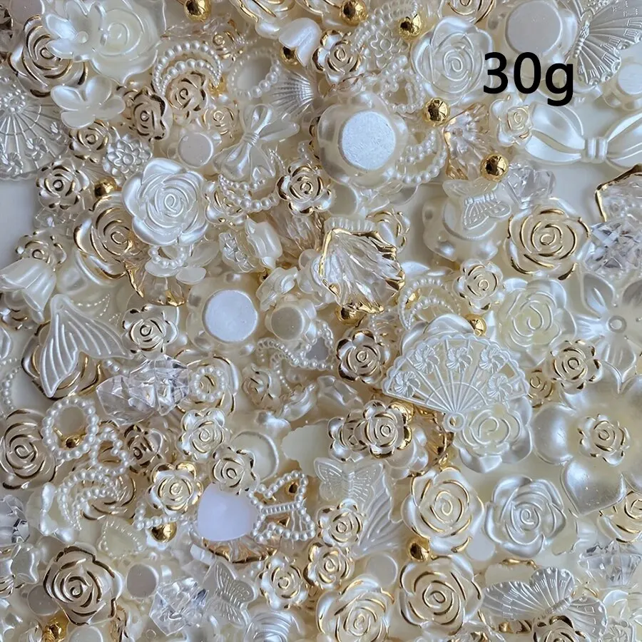 30 g/Beutel gemischte barocke Rose Imitationsperle Schleife DIY Zubehör