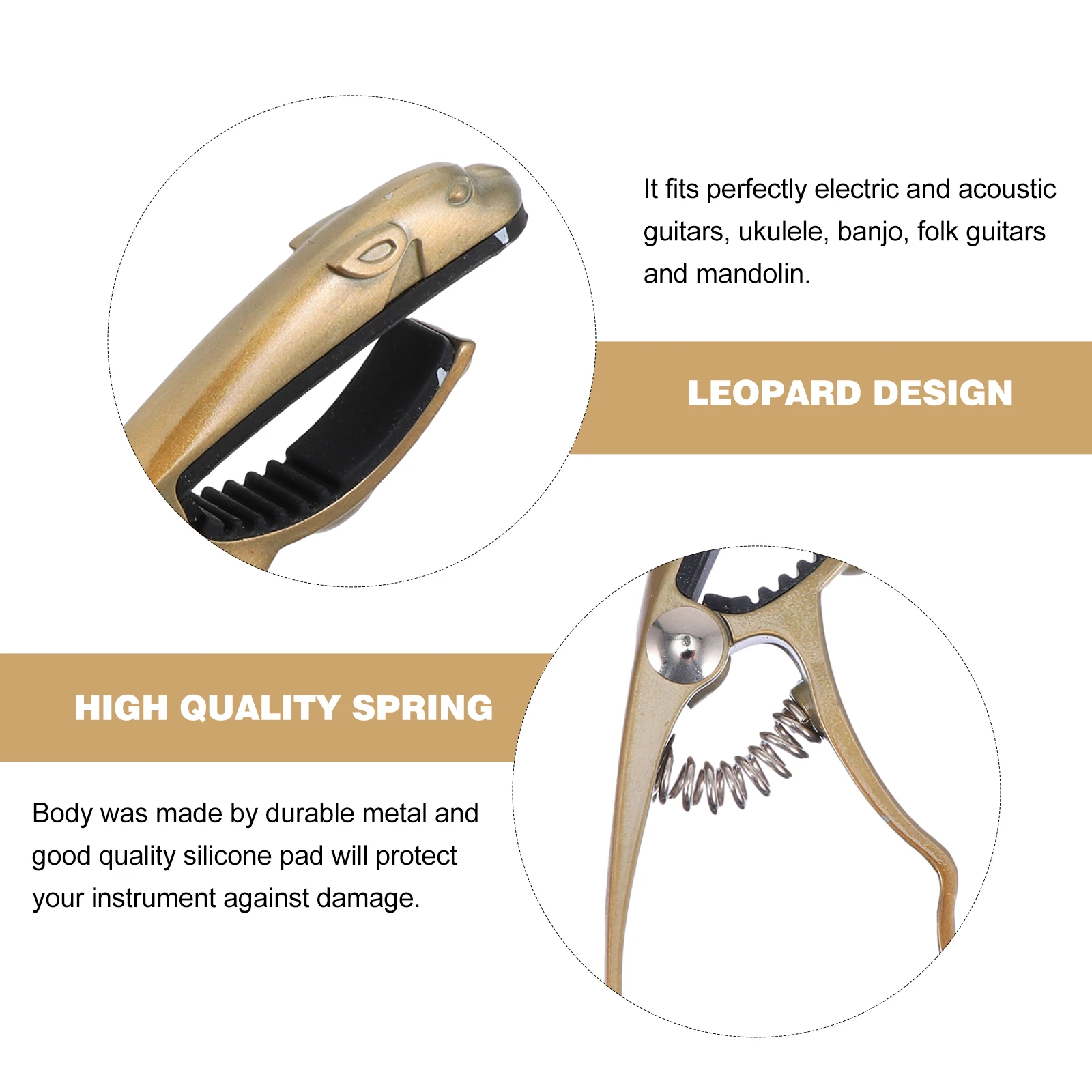 

Creative Leopard Design Guitar Capo Durable Metal Alloy Clip Tuner For Electric Acoustic Folk Guitars Ukulele Golden