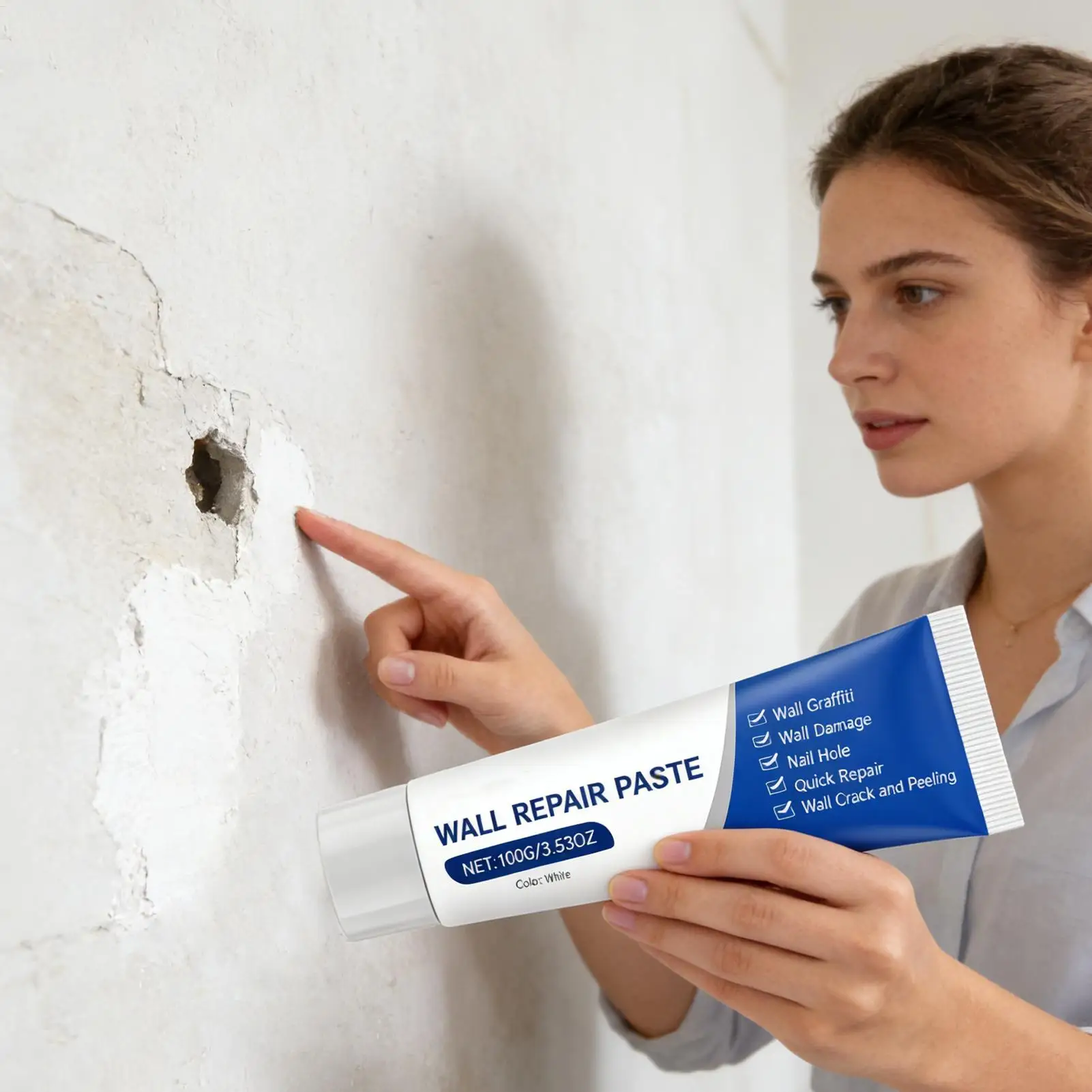 Drywall Repair Kit with Scraper Wall Hole & Crack Filling Paste Quick-Drying Mending Agent Mold Resistant Home Restoration Tool