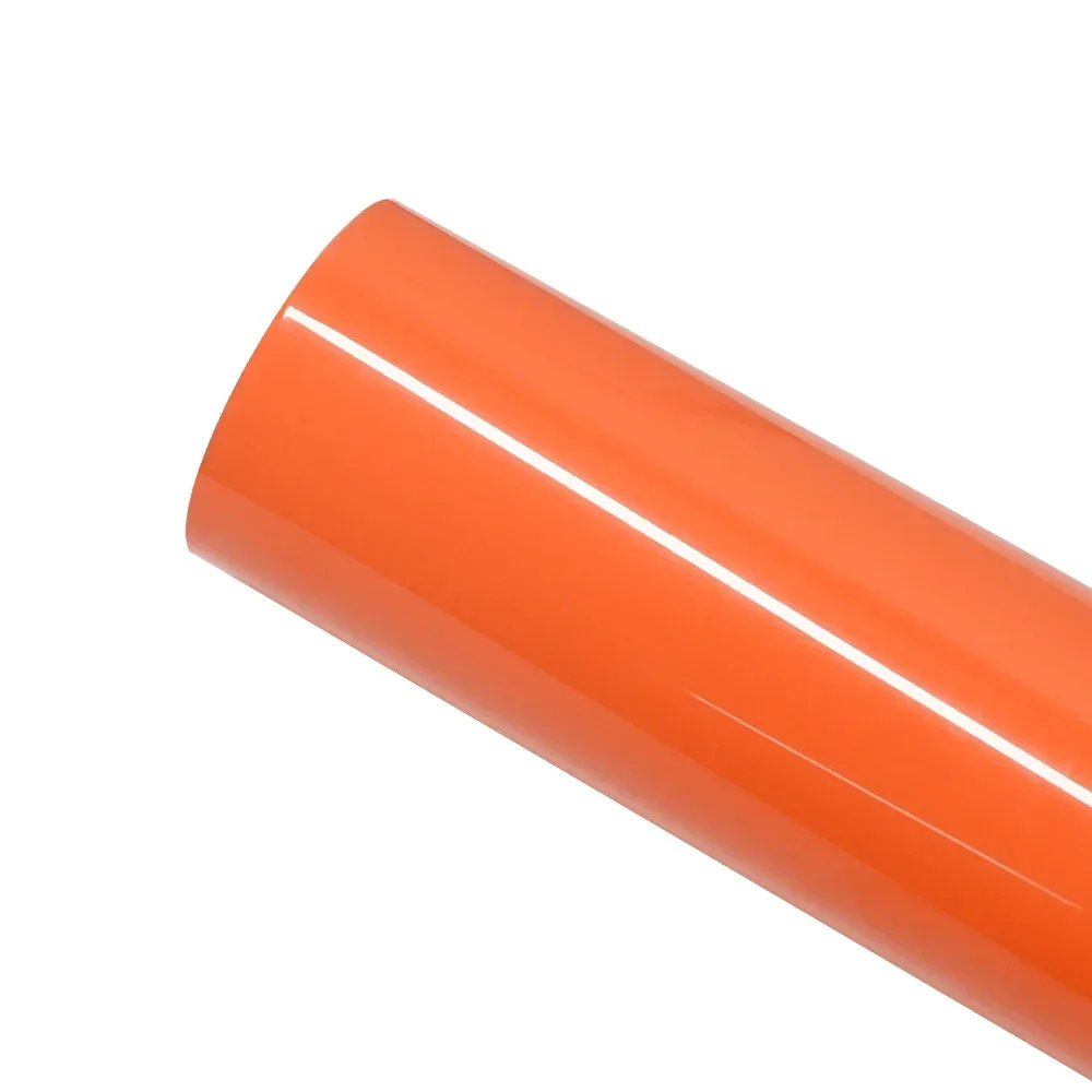 Glossy Orange Car Wrapping Film PET Car Sticker Vinyl Film Auto Decal Bubble Free Car Accessories Exterior Interior Decoration