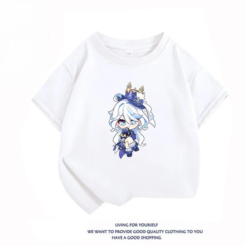

Yuan Shenshui Shenfu Carlos Funina Children's Short Sleeve T-Shirt Pure Cotton Peripheral Secondary Yuan Cos Pain Clothes Summer