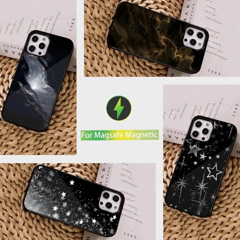 

Black White Gold Pattern Case For iPhone 16,15,14,17,13,12,11,Pro,Max,Plus,Mini, Magsafe,Magnetic Wireless Charging Case