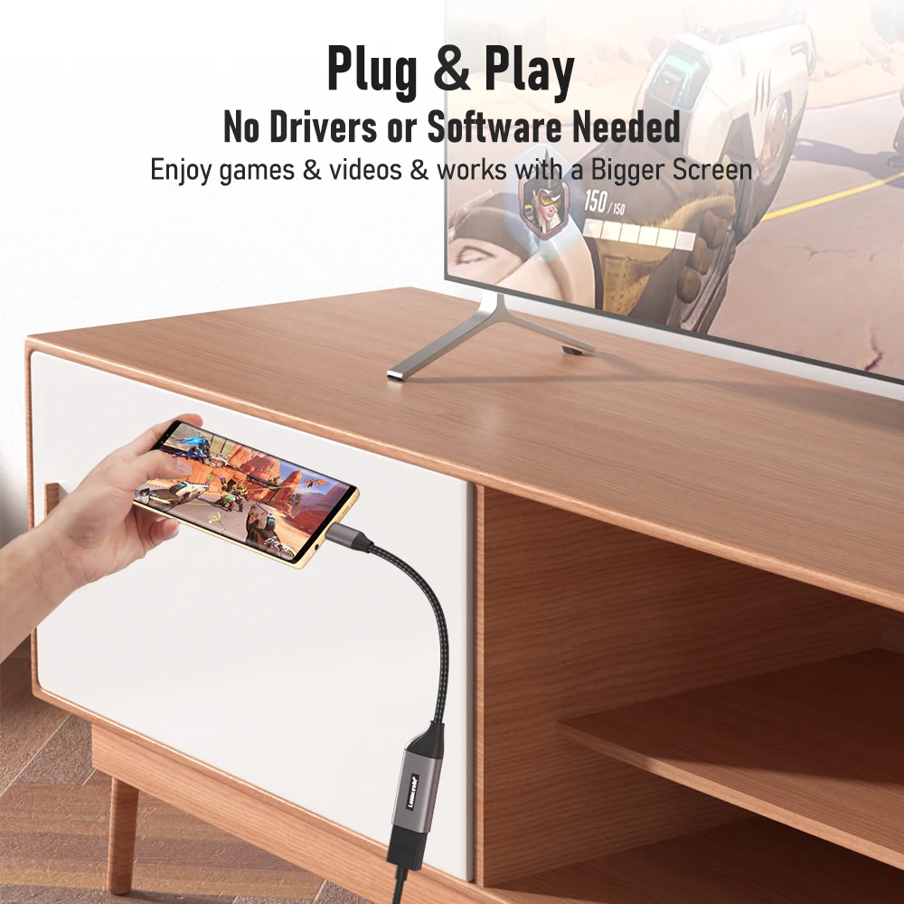 Lemorele L11 USB C Hub HDMI 4k @ 30hz Type C إلى HDMI متوافق مع 4K عرض محول ويندوز 7/8/10/11 ماك OS