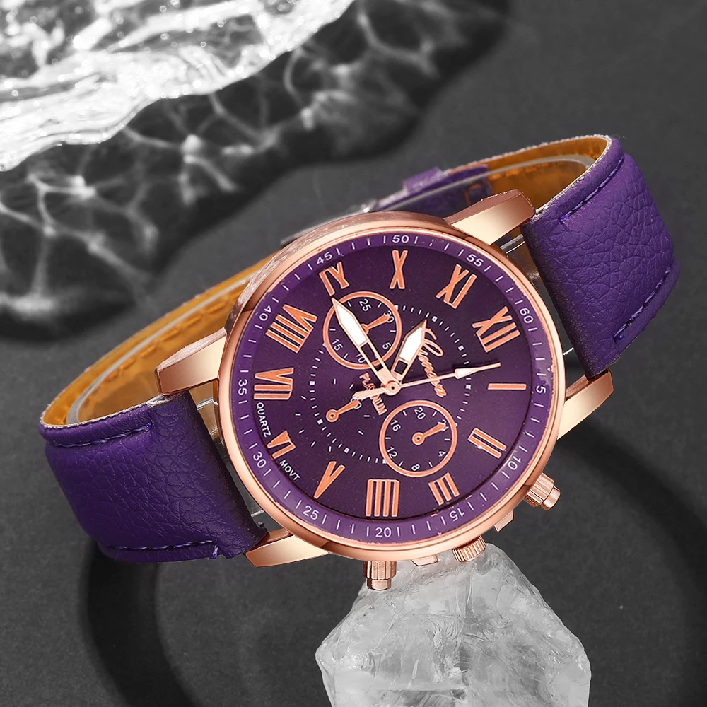 ساعة كوارتز كاجوال نسائية + طقم سوار، مناسبة للارتداء في جميع الأماكن، رمضان، عيد الحب، عيد الأم، عيد الميلاد