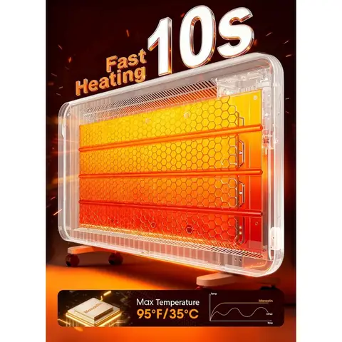 Convection Panel Space Heater Indoor Use, Large Room Electric Heater with Wifi App Control, Smart Mica Infrared Heater with Prog