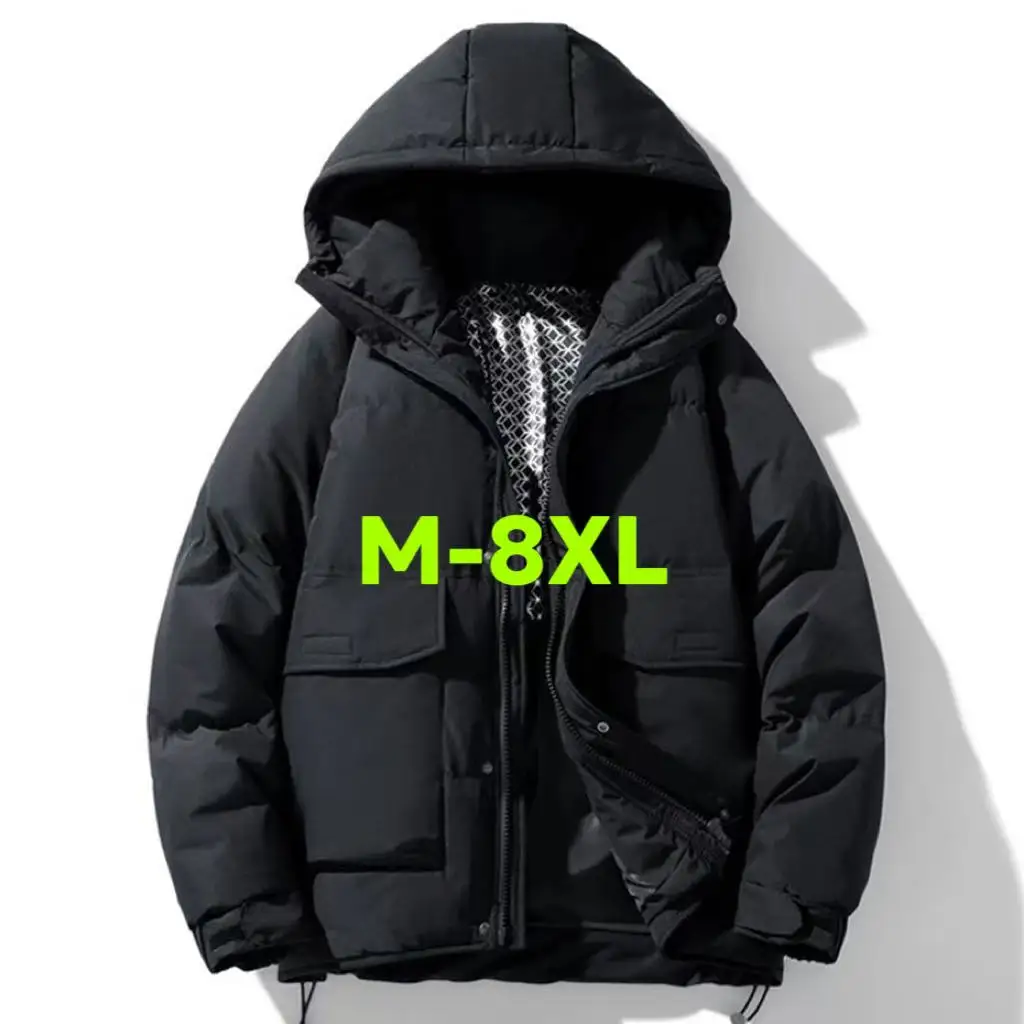 

8XL Plus Size Down Jackets Men 80% White Duck Down Coats Thicken Warm Parkas Black Hooded Padded Puffer Jackets Big Size 7XL 6XL
