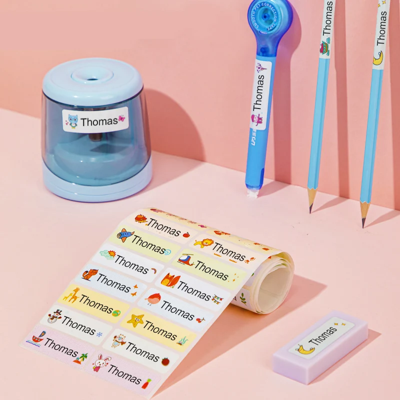  ملصقات اسم مخصصة مقاومة للماء للمدرسة - علامات مخصصة لحقائب الظهر للأطفال وصناديق الغداء والزجاجات وملصقات DIY متينة #4