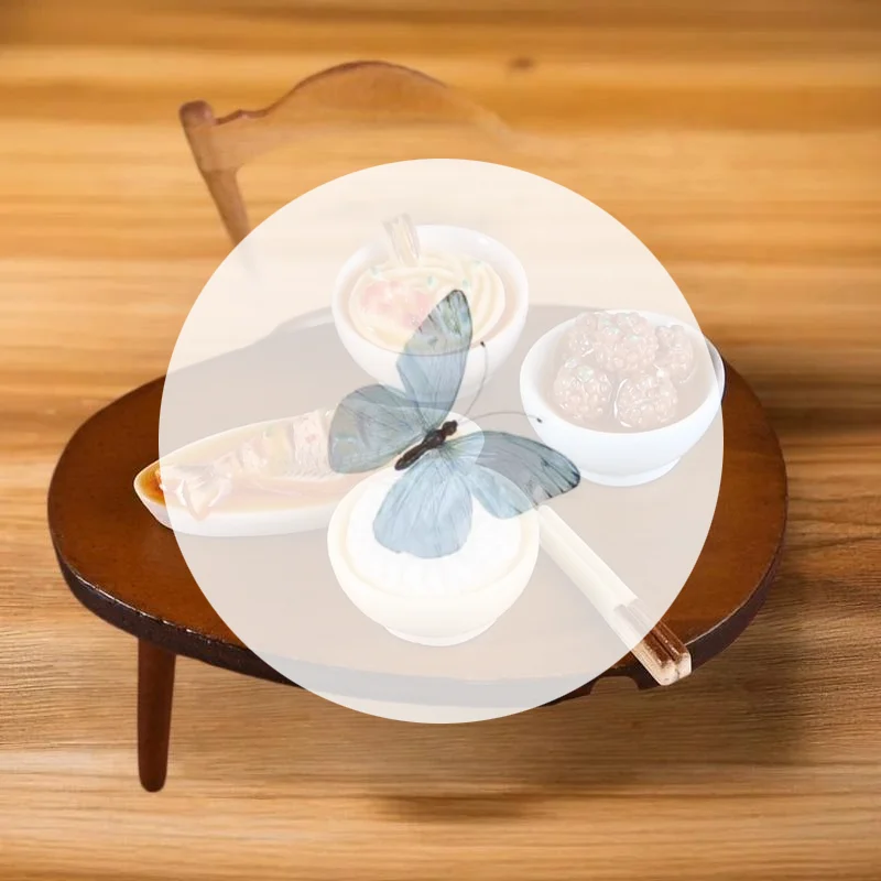 DIY دمية المطبخ الأطباق الصينية تصميم الحلي، 1/12 نموذج مصغر