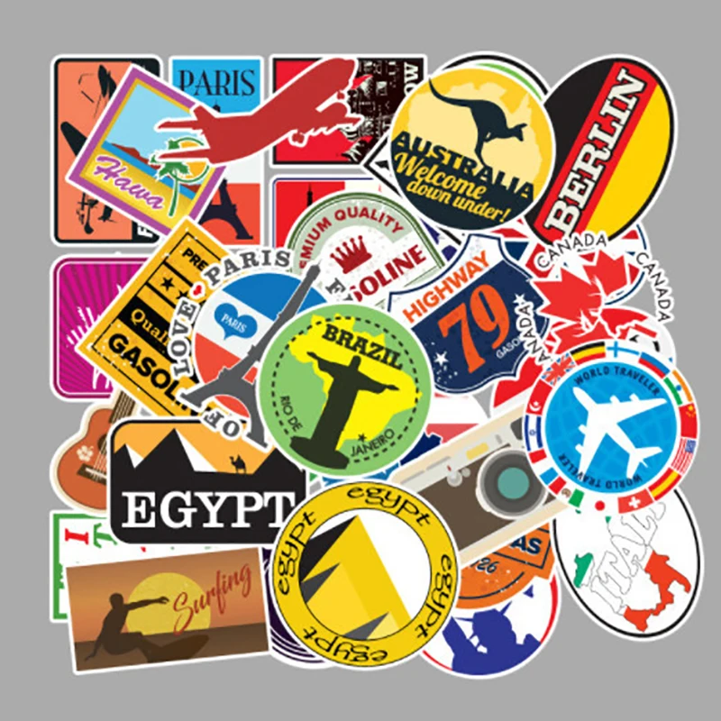 100PCS World Famous Building Stickers Aesthetic Travel Landmark Decal Graffiti DIY Phone Suitcase Luggage Wall Sticker