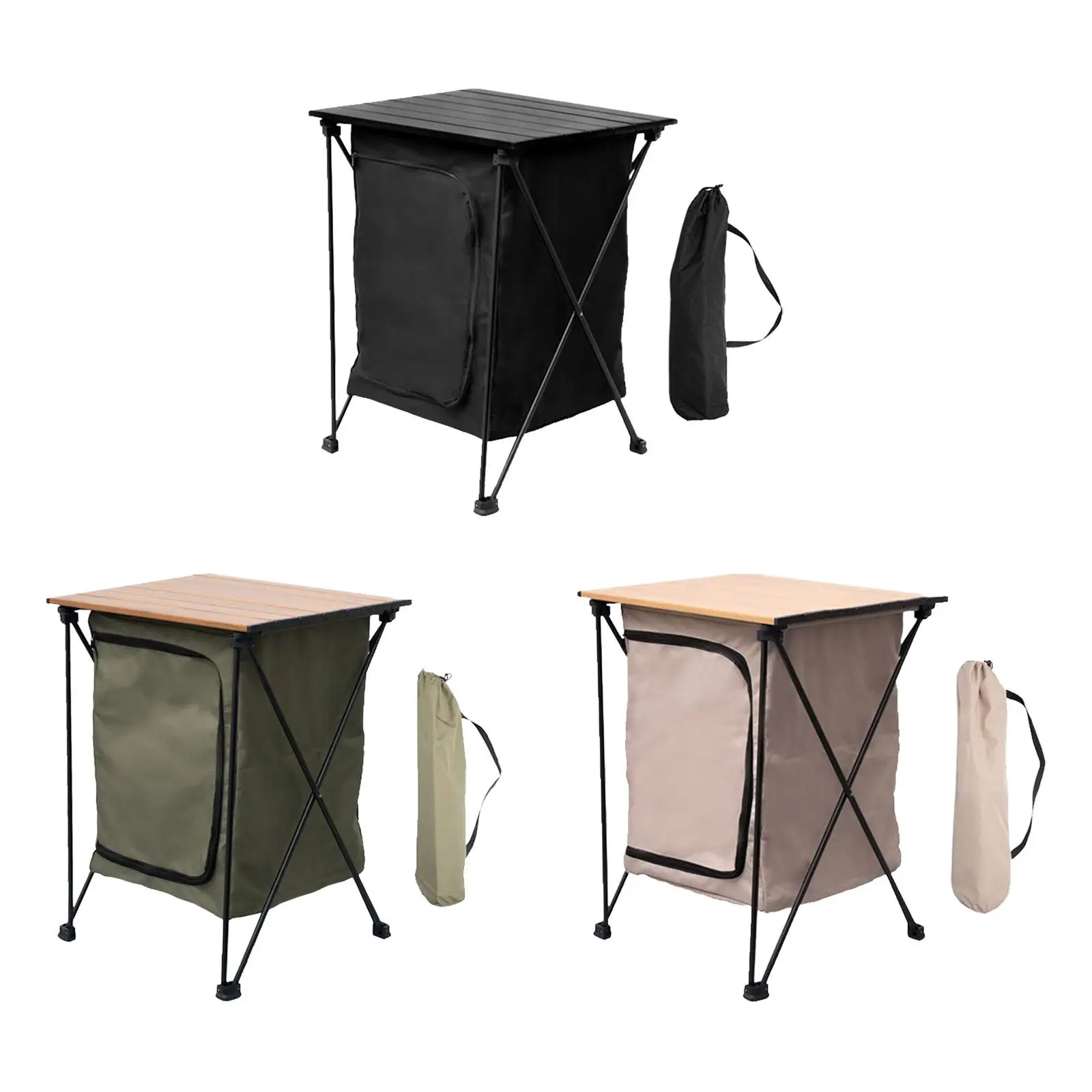 

Foldable Camping Cabinet Outdoor Cupboard Accessories with Carry Bag Organizer 2 Tier Storage Cabinet for Camping BBQ Beach