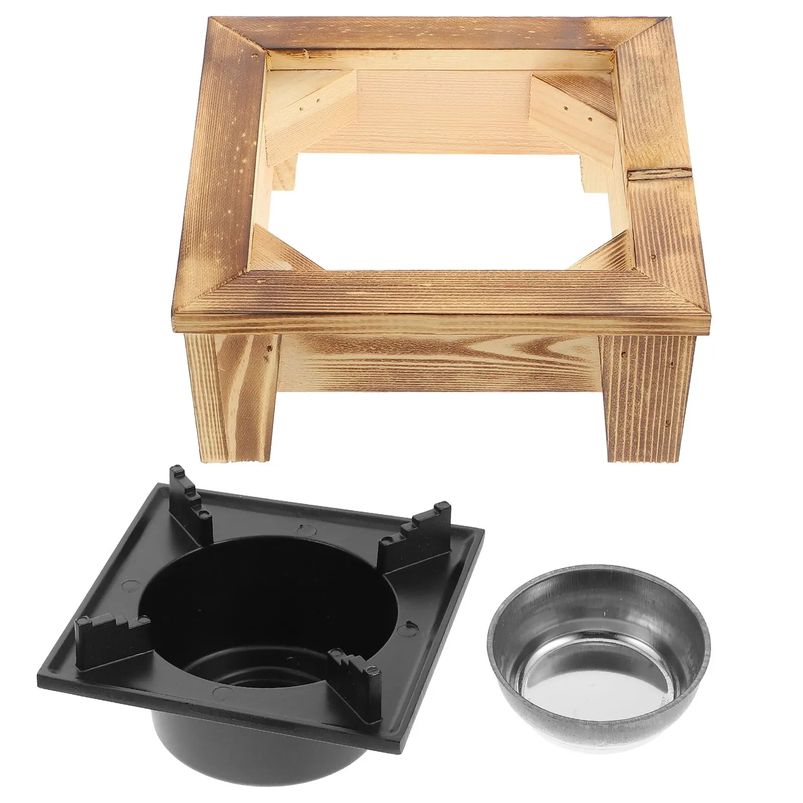 

Alcohol Camping Cooking Outdoor Burner Portable Wood Frame Thickened Design Various Pots Safe Hygienic Practical Stove Heating