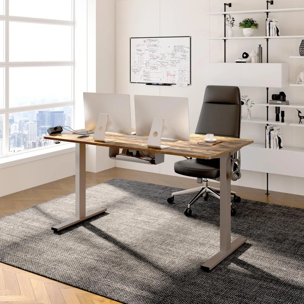 

Whole-Piece Standing Desk with Clamp Power Strip,with Cable Management, 55 x 28 Electric Stand Up Height Adjustable Desk