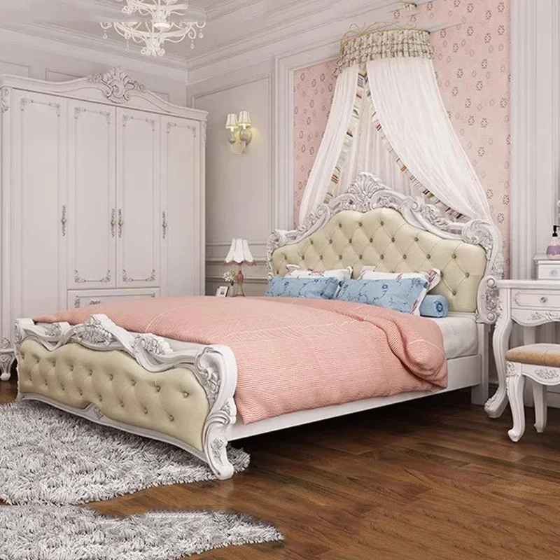 

Luxury Double Bed Bedroom Design European Beauty Space Saving Bed Platform Sleeping Portable Muebles Lounge Suite Furniture