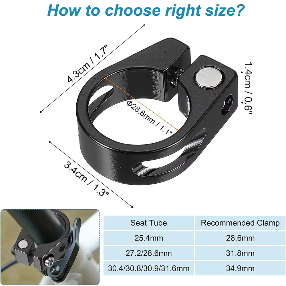 Bike Seat Post Clamp 28.6/31.8/34.9Aluminum Alloy Bicycle Seat Post Clamp Quick Release Tube Clip for MTB, Road Bikes image 6