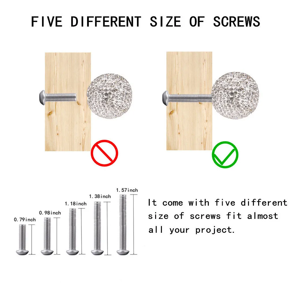 Stainless Steel Round Drawer Knob with Rhinestone Inlay – Single-Hole Cabinet Pull Handle for Wardrobe and Furniture