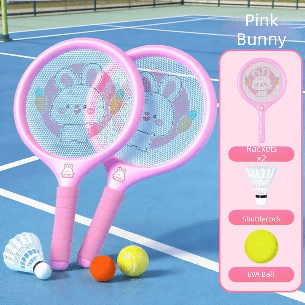 Comfortable Handle Badminton Tennis Set Portable Anti-slip Plastic Rackets with Ball Shuttlecocks Tennis Balls