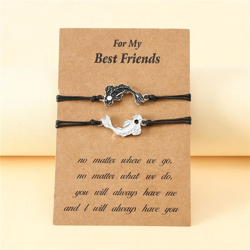 Yin Yang Tai Chi Fish Bracelet For Women Men Fashion National Dripping Oil Friendship Couple Bracelets Jewelry Gift Wholesale