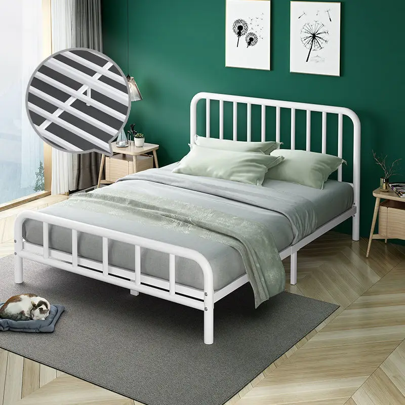 ins wind European wrought iron bed ultra-thick home Nordic bed rental room reinforced nap thickened double bed 1.5 meters stable