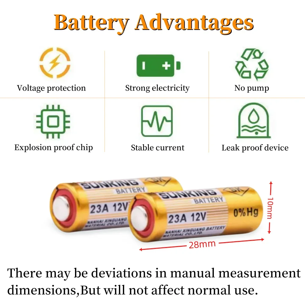 5PCS/1Card 23A 12V Alkaline Battery Used for doorbells, remote controls, anti-theft devices, alarms Disposable battery replace