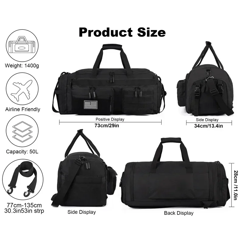Waterproof and Cutting Resistant 50L 3 in 1 Multifunctional Hunting Handbag Crossbody Shoulder Bag Camouflage Fishing Backpack - view 3
