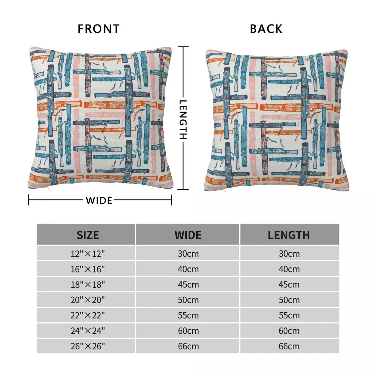 Bassoon Junction Vintage Pillowcase Polyester Linen Velvet Printed Zip Decorative Pillow Case Home Cushion Cover